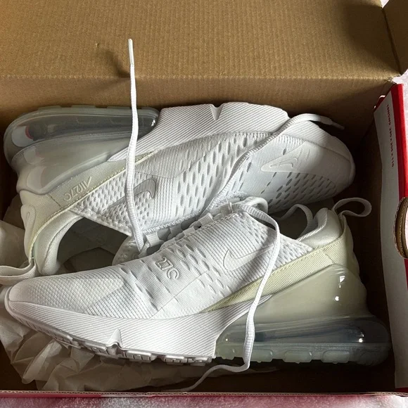 Nike Air Max 270 GS in White and Silver - Picture 3 of 7